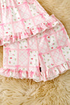 Pink Floral coquette bow printed tunic and ruffle shorts. OFG61874 JEAN