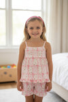 Pink Floral coquette bow printed tunic and ruffle shorts. OFG61874 JEAN