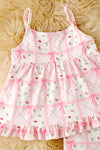 Pink Floral coquette bow printed tunic and ruffle shorts. OFG61874 JEAN