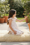 Smocked Ditsy floral printed on white two piece set. OFG62055 JEAN