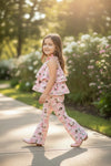 Highland cow & western boots printed tunic & bell bottoms. OFG62058 JEAN