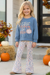 Cutest pumpkin in the patch. Blue top and floral bottoms. OFG62304 AMY