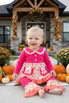 Fuchsia pumpkin printed tunic & pants. OFG62510 AMY