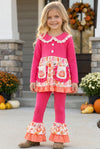 Fuchsia pumpkin printed tunic & pants. OFG62510 AMY