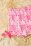 Bull skull pink printed ruffle top and shorts. OFG62614 SOL