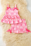 Bull skull pink printed ruffle top and shorts. OFG62614 SOL