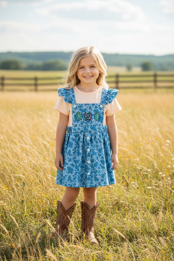cute cow dress Sweetheart Cow Embroidered Dress