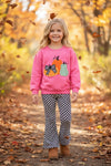 Pumpkin applique sweatshirt and checkered bottoms. OFG62631 MON