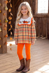 Autumn colorful plaid with embroidered pumpkins. OFG62633 SOL