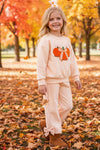 Cream top and bottoms, top has pumpkin applique. OFG62650 AMY
