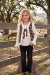 White animal printed applique top animal printed vest & matching denim jeans. OFG62669 AMY