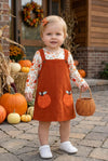 Rust Orange corduroy overall dress and undershirt.  OFG62817 AMY