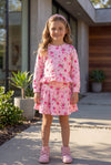 Pink Ditsy floral long sleeve top and skirt. OFG62966 SOL
