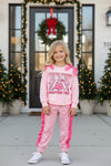 Rocking around Christmas tree printed top and pink cheetah pants. OFG62972 AMY