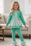 Mint gingham and floral tunic with matching pants. OFG63028 AMY