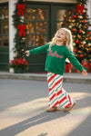 Believe applique sweatshirt and Christmas printed bell bottoms. OFG63048 MON