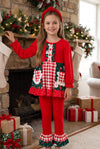 Santa printed girls long sleeve tunic &amp; red pants. OFG63140 MON