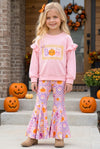 Boo" Pink Sweatshirt with checkered bell bottoms. OFG63143 MON