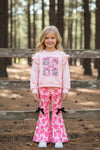 Ghost printed on pink long sleeve top and cow printed bell bottoms. OFG63275 SOL