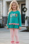 Tis the season" Aqua girls tunic with checkered pants. OFG63332 MON