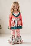 Coral and green nutcracker printed outfit. OFG63336 MON