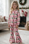 Lt. Pink Christmas character printed girls 2 piece set. OFG63374 AMY
