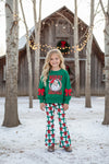 Merry Christmas green top and Red bow printed bottoms. OFG63378 AMY