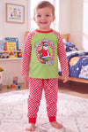 Merry Christmas Bru" checkered printed boys pajamas. PJB60017 SOL