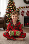 Red & plaid Christmas character printed boys pajamas. PJG60302 SOL