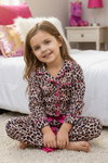 Animal printed pajamas with fuchsia hem.  PJG60352 SOL