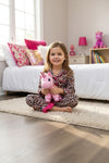 Animal printed pajamas with fuchsia hem.  PJG60352 SOL