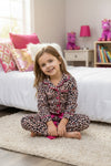 Animal printed pajamas with fuchsia hem.  PJG60352 SOL