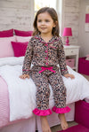 Animal printed pajamas with fuchsia hem.  PJG60352 SOL