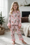 Lt. Pink Christmas character girls pajamas with fuzzy sleeves. PJG60524 SOL