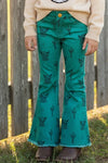 Highland cow & dessert cactus printed bootcut jeans. PNG15113006 AMY