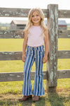 Vertical stripe on blue bootcut denim pants. PNG60153002-SOL