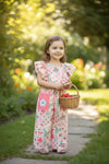 Sweet strawberry front pockets & angel sleeves jumpsuit. PNG60328 AMY