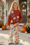 Pumpkin multi-printed bell bottoms. PNG60433 SOL