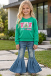 Lt. Blue distressed denim bell bottoms. PNG60465 AMY
