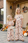 Floral & ghost printed girls jumpsuit with pockets. PNG60538 jean