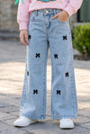 Lt. Blue denim pants with cute bows & rhinestones. PNG60664 AMY