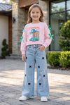 Lt. Blue denim pants with cute bows & rhinestones. PNG60664 AMY