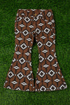 Brown aztec printed bootcut denim pants. PNG25153091 amy