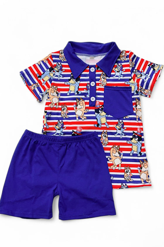 Blu*y patriotic short set. BSSO010204-