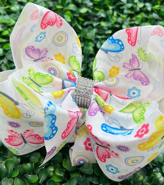 Butterfly printed double layer hair bows. 6.5" 4pcs/$10.00 BW-DSG-1006