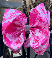  6.5" Rose printed double layer hair bows. 4pcs/$10.00 BW-DSG-1008