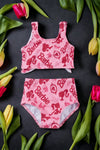 The pink fancy swimsuit. Girls 2 piece set swimwear. SWG25153021 LOI