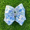 Blue Floral printed double layer hair bows. 4pcs/$10.00 BW-DSG-1014