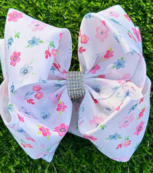 Multi-Color flower printed double layer hair bows. 4pcs/$10.00 BW-DSG-1015