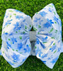 Blue Floral printed double layer hair bows. 4pcs/$10.00 BW-DSG-1014